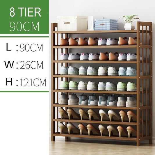 8 Tier Tower Bamboo Wooden Shoe Rack Corner Shelf Stand Storage Organizer - Cosy Abode