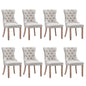 8x AADEN Modern Elegant Button-Tufted Upholstered Fabric with Studs Trim and Wooden legs Dining Side Chair-Beige - Cosy Abode