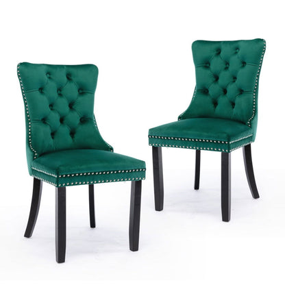 8x Velvet Dining Chairs- Green - Cosy Abode