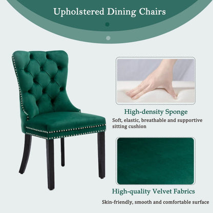 8x Velvet Dining Chairs- Green - Cosy Abode