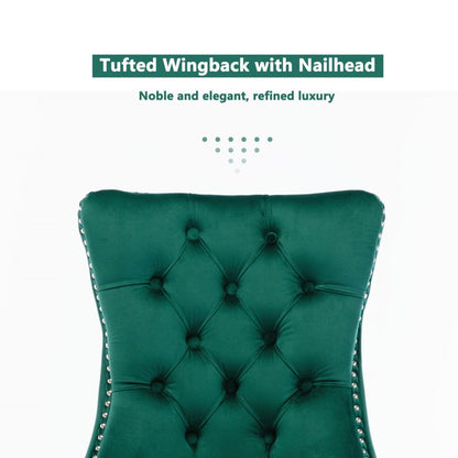 8x Velvet Dining Chairs- Green - Cosy Abode