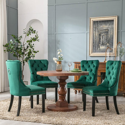 8x Velvet Dining Chairs- Green - Cosy Abode