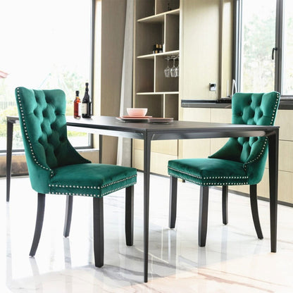 8x Velvet Dining Chairs- Green - Cosy Abode