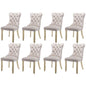 8x Velvet Dining Chairs Upholstered Tufted Kithcen Chair with Solid Wood Legs Stud Trim and Ring-Beige - Cosy Abode