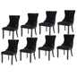 8x Velvet Dining Chairs Upholstered Tufted Kithcen Chair with Solid Wood Legs Stud Trim and Ring-Black - Cosy Abode