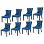 8x Velvet Dining Chairs Upholstered Tufted Kithcen Chair with Solid Wood Legs Stud Trim and Ring-Blue - Cosy Abode
