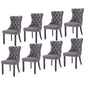 8x Velvet Dining Chairs Upholstered Tufted Kithcen Chair with Solid Wood Legs Stud Trim and Ring-Gray - Cosy Abode