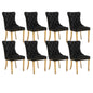 8x Velvet Dining Chairs with Golden Metal Legs-Black - Cosy Abode