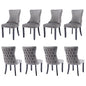 8x Velvet Upholstered Dining Chairs Tufted Wingback Side Chair with Studs Trim Solid Wood Legs for Kitchen - Cosy Abode