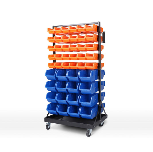 92-Piece Bin Mobile Garage Storage Bin Rack Heavy-Duty Tool Organizer with Swivel Wheels - Cosy Abode