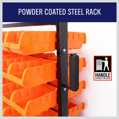 92-Piece Bin Mobile Garage Storage Bin Rack Heavy-Duty Tool Organizer with Swivel Wheels - Cosy Abode