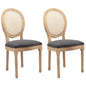 AADEN 2x Rattan Dining Chairs with Solid Wood Legs- Grey - Cosy Abode