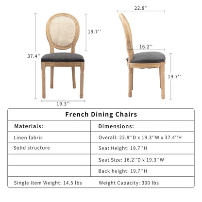 AADEN 2x Rattan Dining Chairs with Solid Wood Legs- Grey - Cosy Abode
