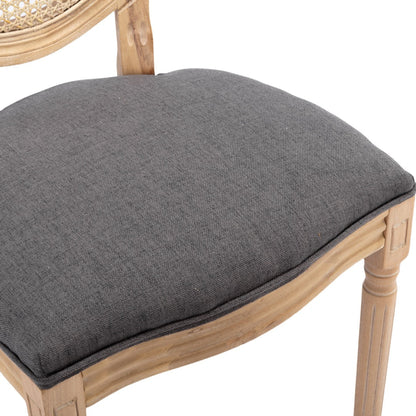 AADEN 2x Rattan Dining Chairs with Solid Wood Legs- Grey - Cosy Abode