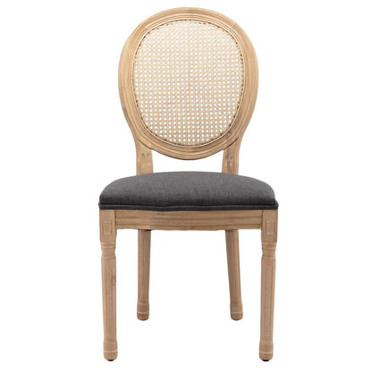 AADEN 2x Rattan Dining Chairs with Solid Wood Legs- Grey - Cosy Abode
