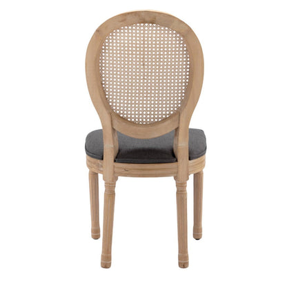 AADEN 2x Rattan Dining Chairs with Solid Wood Legs- Grey - Cosy Abode