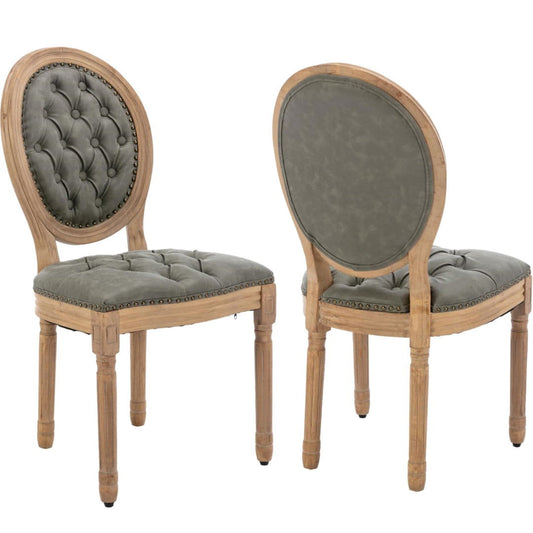 AADEN 2x Velvet Faux Leather Dining Chairs with Solid Wood Legs-Pine Green - Cosy Abode