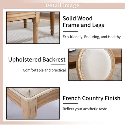AADEN 4x Linen Dining Chairs with Solid Wood Legs- Beige - Cosy Abode