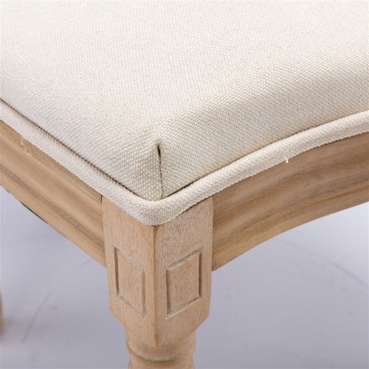 AADEN 4x Linen Dining Chairs with Solid Wood Legs- Beige - Cosy Abode