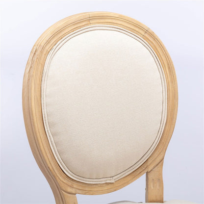 AADEN 4x Linen Dining Chairs with Solid Wood Legs- Beige - Cosy Abode