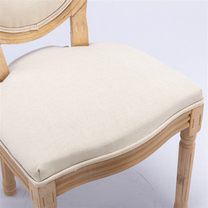AADEN 4x Linen Dining Chairs with Solid Wood Legs- Beige - Cosy Abode