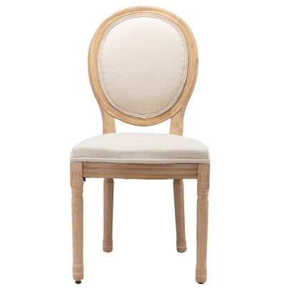 AADEN 4x Linen Dining Chairs with Solid Wood Legs- Beige - Cosy Abode