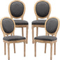 AADEN 4x Linen Dining Chairs with Solid Wood Legs- Grey - Cosy Abode