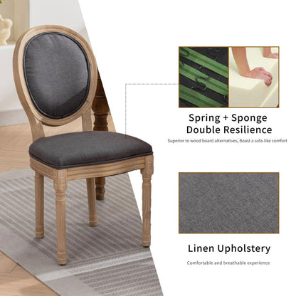 AADEN 4x Linen Dining Chairs with Solid Wood Legs- Grey - Cosy Abode