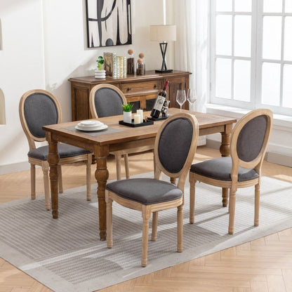 AADEN 4x Linen Dining Chairs with Solid Wood Legs- Grey - Cosy Abode