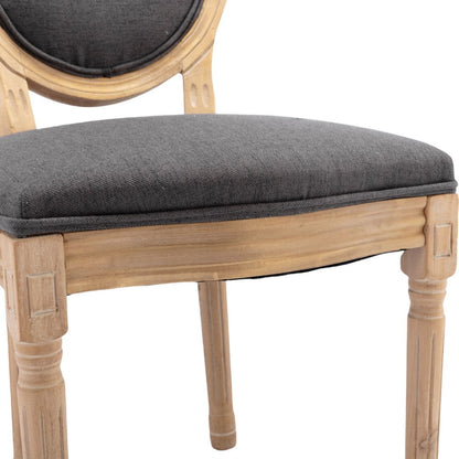 AADEN 4x Linen Dining Chairs with Solid Wood Legs- Grey - Cosy Abode