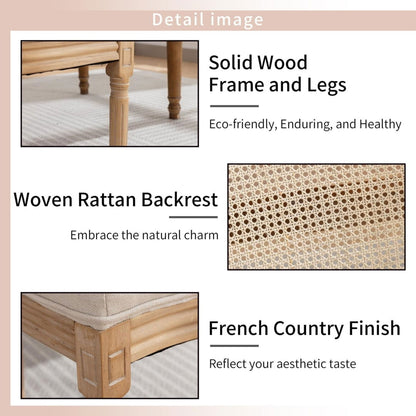 AADEN 4x Rattan Dining Chairs with Solid Wood Legs- Beige - Cosy Abode