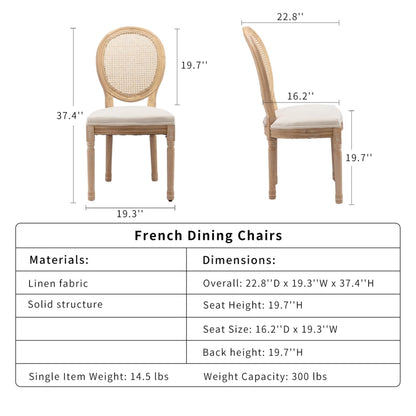 AADEN 4x Rattan Dining Chairs with Solid Wood Legs- Beige - Cosy Abode