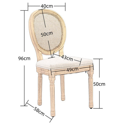 AADEN 4x Rattan Dining Chairs with Solid Wood Legs- Beige - Cosy Abode