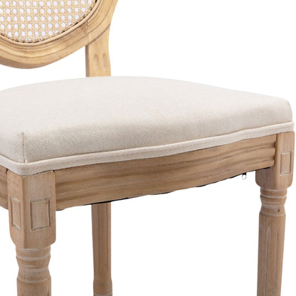 AADEN 4x Rattan Dining Chairs with Solid Wood Legs- Beige - Cosy Abode