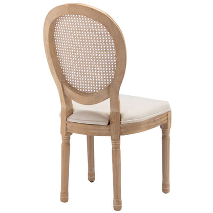 AADEN 4x Rattan Dining Chairs with Solid Wood Legs- Beige - Cosy Abode