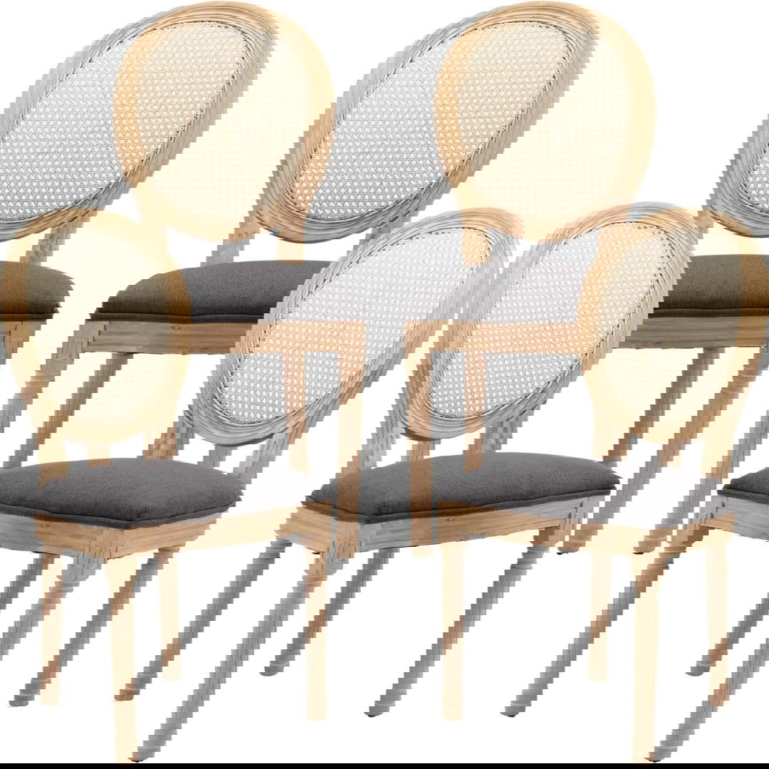 AADEN 4x Rattan Dining Chairs with Solid Wood Legs- Grey - Cosy Abode