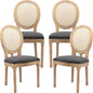 AADEN 4x Rattan Dining Chairs with Solid Wood Legs- Grey - Cosy Abode