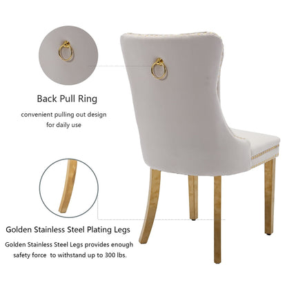AADEN 4x Velvet Dining Chairs with Golden Metal Legs-Black - Cosy Abode