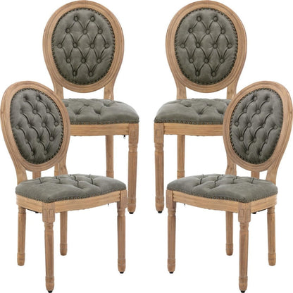 AADEN 4x Velvet Faux Leather Dining Chairs with Solid Wood Legs-Pine Green - Cosy Abode
