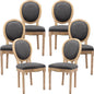AADEN 6x Linen Dining Chairs with Solid Wood Legs- Grey - Cosy Abode