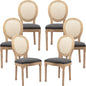 AADEN 6x Rattan Dining Chairs with Solid Wood Legs- Grey - Cosy Abode