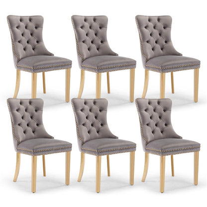 AADEN 6x Velvet Dining Chairs with Golden Metal Legs-Black - Cosy Abode