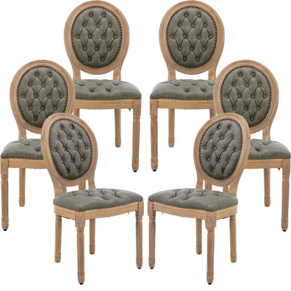 AADEN 6x Velvet Faux Leather Dining Chairs with Solid Wood Legs-Pine Green - Cosy Abode