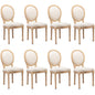 AADEN 8x Linen Dining Chairs with Solid Wood Legs- Beige - Cosy Abode
