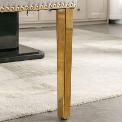 AADEN 8x Velvet Dining Chairs with Golden Metal Legs-Black - Cosy Abode