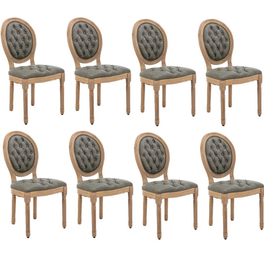 AADEN 8x Velvet Faux Leather Dining Chairs with Solid Wood Legs-Pine Green - Cosy Abode
