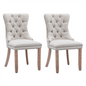 AADEN Modern Elegant Button-Tufted Upholstered Fabric with Studs Trim and Wooden legs Dining Side Chair-Beige - Cosy Abode