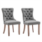 AADEN Modern Elegant Button-Tufted Upholstered Fabric with Studs Trim and Wooden legs Dining Side Chair-Gray - Cosy Abode