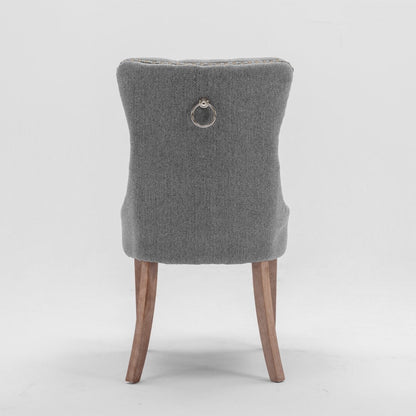 AADEN Modern Elegant Button-Tufted Upholstered Fabric with Studs Trim and Wooden legs Dining Side Chair-Gray - Cosy Abode