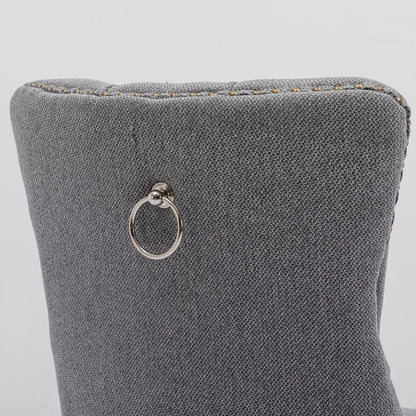 AADEN Modern Elegant Button-Tufted Upholstered Fabric with Studs Trim and Wooden legs Dining Side Chair-Gray - Cosy Abode
